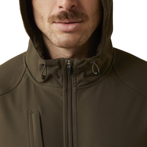 Image of ARIAT Men's Rebar Stretch Canvas Softshell Hooded Logo Jacket