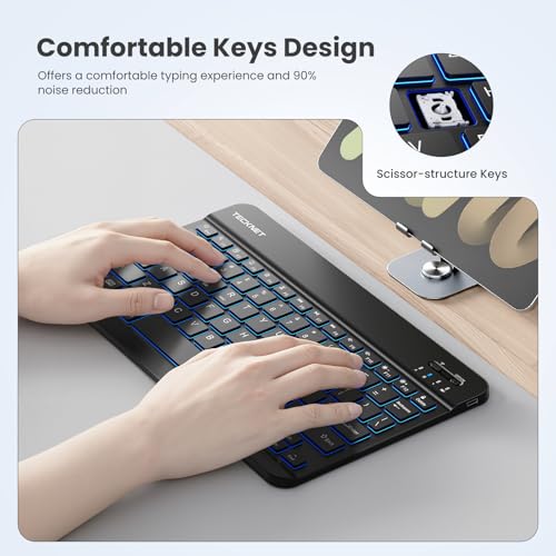 Teclado Bluetooth alemán recargable con iluminación LED para iPad y Android 3