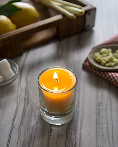 Lemongrass Soy Votive Candles - Scented With Natural Fragrance Oils - 6 Yellow Natural Votive Candle Refills - Fresh & Clean Collection #TOP5