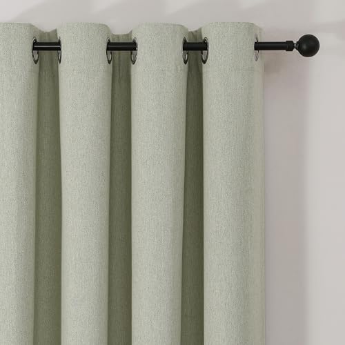 Image of Joydeco 100% Blackout Curtains 72 Inches Long 2 Panels Set, Thermal Insulated Long Curtains& Drapes 2 Burg, Room Darkening Drapes for Bedroom Living Room Window (Sage Green, W52 x L72 Inch)