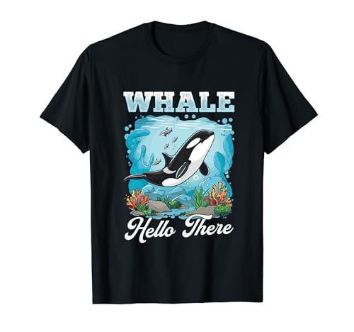 Funny Orca Animal Ballena Hola Allí Camiseta