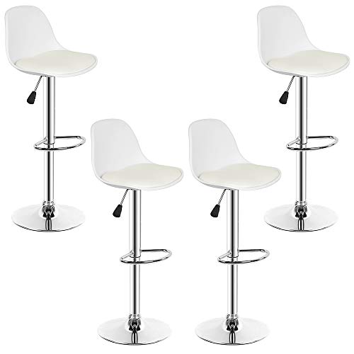 MAYMA Set di 4 sgabelli da bar, sgabello da bar in pelle sintetica, regolabile in altezza, sgabelli da bar, cucina, design GIS, regolabile in altezza e girevole a 360°