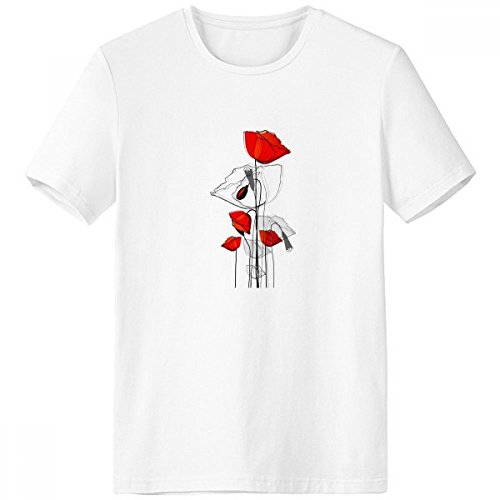 T-shirt Pavot en coton blanc col ras du cou haut de gamme peinture abstraite