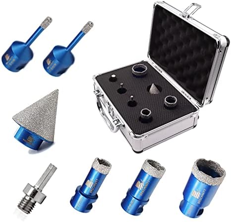 Diamond Core Drill Bit Set for Porcelain Tile Ceramic Marble Granite Drilling,BRSCHNITT 6 8 10 20 25 35 38 50 68mm Vacuum Brazed Diamond Hole Saw with M14 Thread