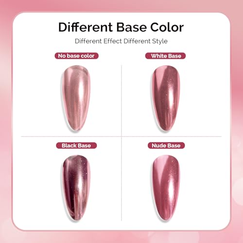 Image of MelodySusie Pink Chrome Nail Powder for Gel Nails,Metallic Mirror Effect Pigment Stylish Fine Glitter for Home DIY Salon Use