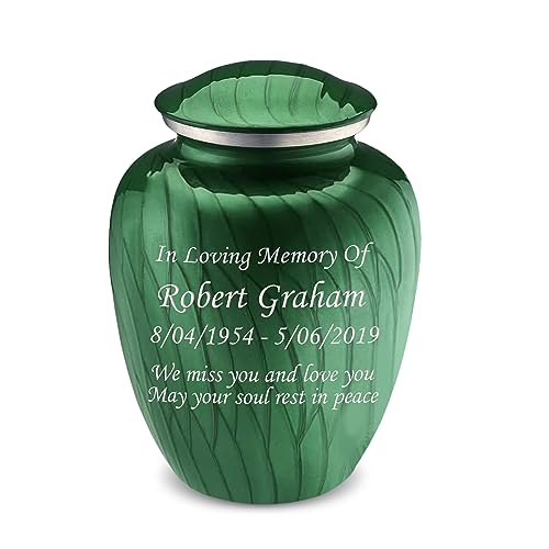 Geturns Embrace Adult Personalized Cremation Urns for Human Ashes I Large Pearl Green Funeral Urn for Men and Women I 200 lbs