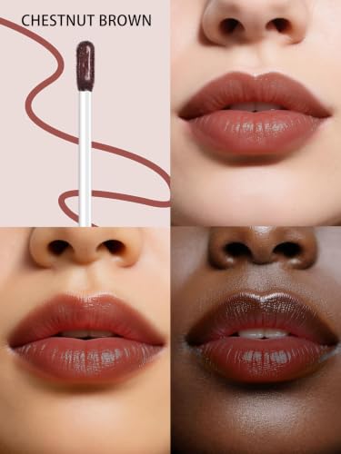 Image of Lip Stain Peel Off Lip Liner Stain with Tweezer, Long Lasting Matte Lip Tint Tattoo, Highly Pigmented Color Lip Makeup, Waterproof Lipstick, Transfer-proof Lipstain for Women (Chestnut Brown)