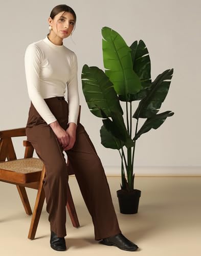 Image of SIRIL Women's Polyester Solid Regular Fit Trouser Pant for Office, College & Events Formal Casual Daily Use