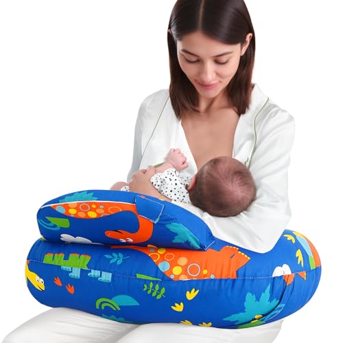 Nursing Pillow for Breastfeeding, Breastfeeding Pillows for More Support for Mom and Baby, Machine Washable, Navy Blue