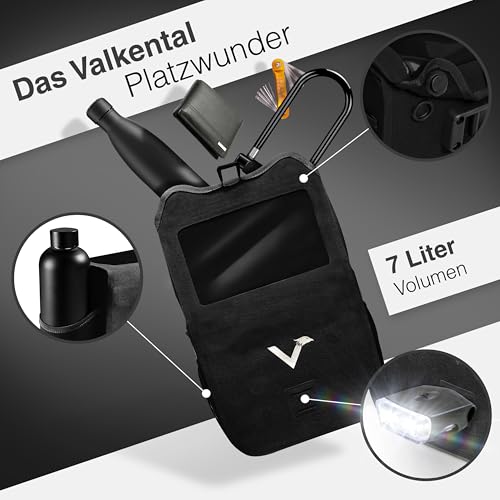 Valkental® x KLICKfix® - wasserdichte Lenkertasche | 7L Volumen | Robuste Fahrradtasche Mit Magnetverschluss | Inkl. Handyfach | Für Ebike | KLICKfix Kompatibel