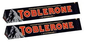 Toblerone Of Switzerland Swiss Dark Chocolate With Honey & Almond Nougat Chocolate Candy Bar, 100 Gram (Imported) (Pack Of 2))