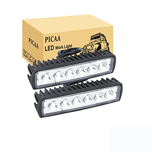 PICAA LED Phare 2PCS 6 Pouces 18W Phare Travail Projecteur LED Phare de Travail Led Spot longue portée LED Moto Feux de Travail Lampe 12V 24V hors route pour Voiture 4x4 Truck ATV SUV Camion