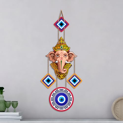 Image of Artvibes Mandala Ganesha Evil Eye Wall Hanging for Home Entrance | Lucky Nazar Battu MDF Wall Decor | Vastu Wall Art for Living Room | Office | Bedroom & Main Door | Gift Item (WH 8554N)