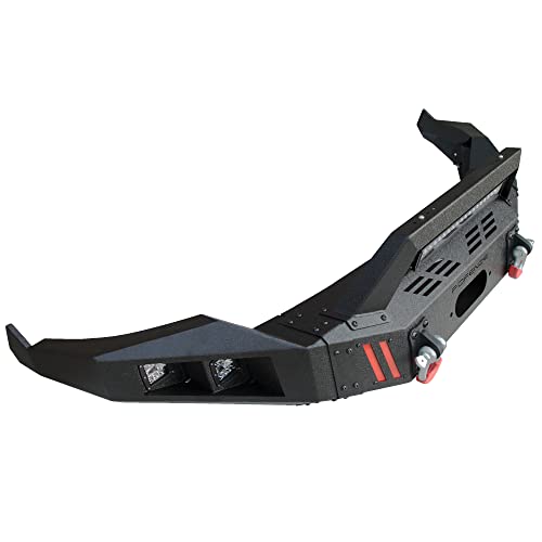 Longsun Front Bumper Fit Dodge Ram 1500 (2013-2018) Textured Black Pickup Truck Bumper With Winch Plate | Lights | D-Rings (Excluding Rebel) #TOP3