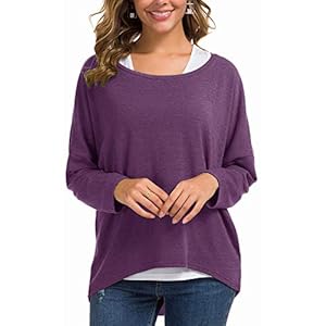 Damen Lose Asymmetrisch Jumper Sweatshirt Pullover Bluse Oberteile Oversized Tops T Shirt