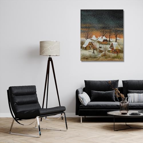 Tableau Paysage d'hiver 2 art primitivisme Ivan Generalic toile décoration salon