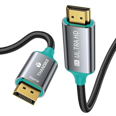 THANDBLE DisplayPort 1.4 to HDMI 2.1 Cable 6FT [8K@60Hz,4K@120Hz] Uni-Directional Braided Display Port to HDMI 2.1 Cable, Support HDR HDCP 2.3 for PC, Graphics Card
