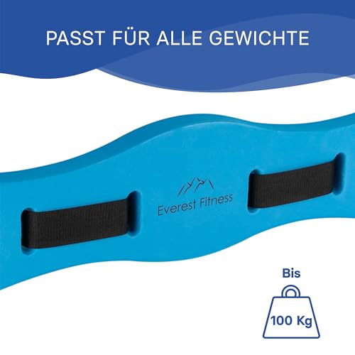 EVEREST FITNESS Schwimmgürtel für Wasser Fitness und Gymnastik - Schwimm Gürtel bis 100 kg für Erwachsene - Verstellbarer Wasser Fitness Gurt - Blau