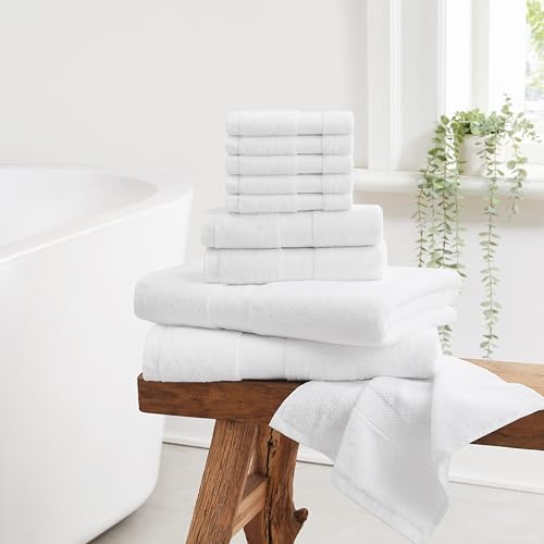 CANNON Luxe Turkish Cotton White 10 Piece Towel Set
