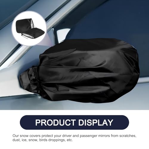 Image of 2 PCS Car Rearview Mirror Snow Shield, 210D Silver-Coated Oxford Cloth Adjustable Clip-on Reflector Guard, Rearview Mirror Dust Protective Cover, Universal for Most Cars (Black)