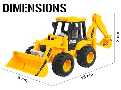 Image of VGRASSP 2-in-1 Bulldozer & Excavator Construction Vehicle Toy for Kids with Movable Shovel Head, Excavator Arm, Durable Friction Wheels - Indoor & Outdoor Truck Toy - Multicolor (12 Inch)