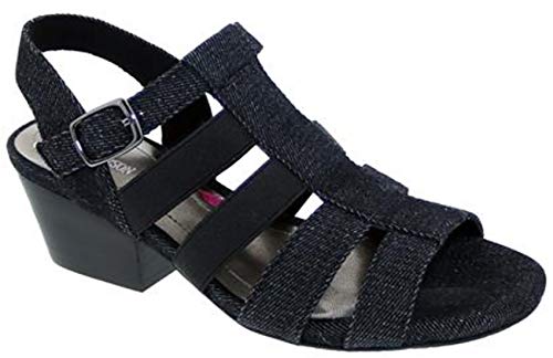 Ros Hommerson Sandália feminina Wish 67024 de couro, Black/Denim, 6