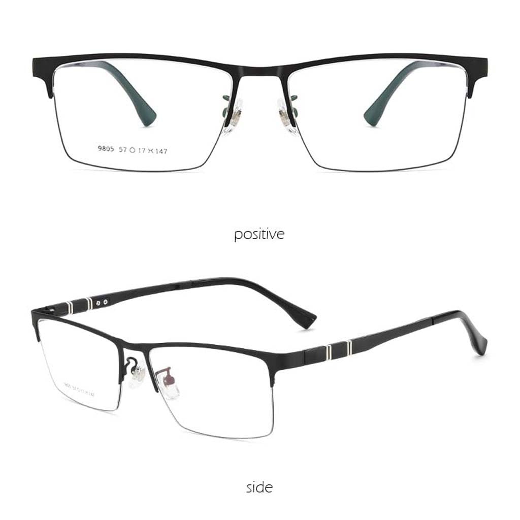 WZX Gafas de Lectura de Media Montura para Hombre, Gafas de Lectura antiluz Azul, Gafas de Lectura rectangulares de Metal semisin Montura con bisagras de Resorte
