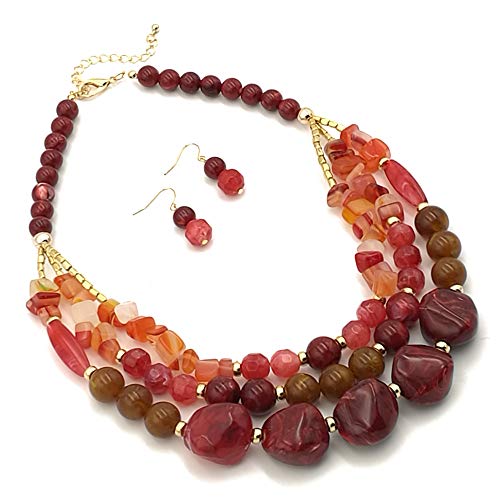 Bohemian style Multi -color Exaggerated bead Three floors necklace for Women's and girls gifts