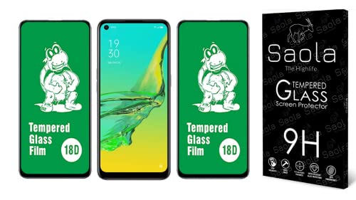 Image of Saola 18D Tempered Glass With Inbuilt AirBag Borders For Oppo A33 (Pack Of 2) with Free Installation Kit. Full screen Coverage - 6.5 inch