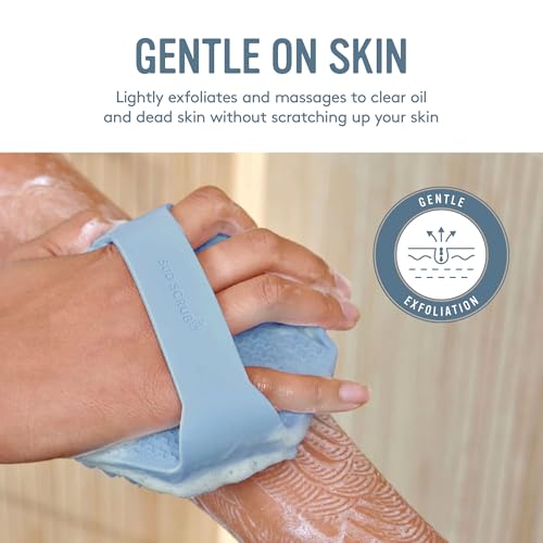 Sud Scrub Antimicrobial Silicone Body Scrubber, Exfoliating Body Scrubber for Sensitive Skin, Eco Friendly Shower Scrubber for Body, Silicone Body Brush for Showering, Lathers Well, Blue