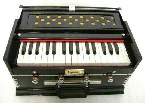 Professionelles Harmonium mit 4 Stoppern, Doppelbalg und 32 Tasten in Schwarz