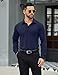 COOFANDY Men Long Sleeve Button Up Shirts Athletic Fitted Dress Shirts for Muscular Men Navy Blue Large