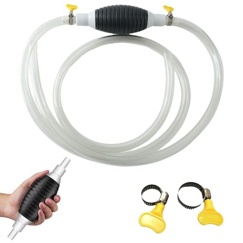 Siphon Pump 2M Multifunctional Liquid Siphon Pump Kit Fluid Syphon Pump Portable Hand Water Transfer Pump Diameter Manual Fluid Extractor for Gasoline Fluid Water Fish Tank (Transparent)