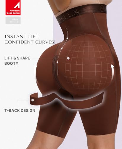 Image of SHAPELLX High Waist Butt Lifting Tummy Control Shapewear Shorts | Under dress shorts,15-inch crotch zipper, breathable stretch fabric, anti-roll support,easy bathroom access, everyday wear