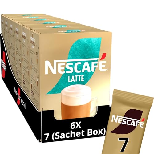 Image of NESCAFE Latte Instant Coffee 7 Sachets, 100percent Responsibly Sourced Coffee Pack of 1