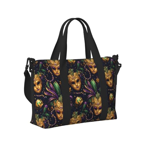 Laptop Tote Bag for Women Work - Gothic Masquerade Gold Print Weekender Overnight Bags for Women Travel, Gym Duffle Bag for Men, Personal Item Crossbody Travel Bags for Men Carry On
