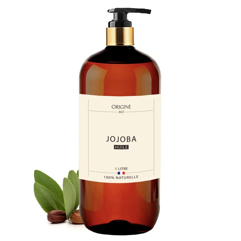 Origine Bio - Huile De Jojoba 1 Litre - Pressée à Froid 100% Pure et Naturelle Cheveux Peau Visage Corps Barbe - Marque Française - Corps Visage Massage Jojoba oil