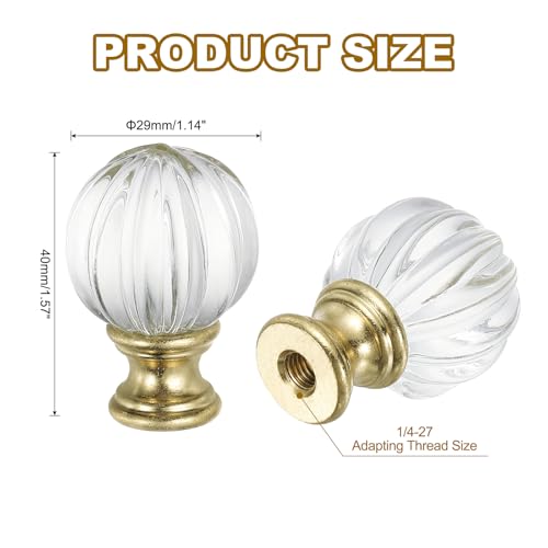 Image of PATIKIL 1 /4-27 Lamp Finial Cap for Lampshade Harp Top, Cap Nut Screw Cap Knob Clear Pumpkin Ball Shaped Crystal Lamp Shade Decoration for Table Floor Lamp, Gold Tone
