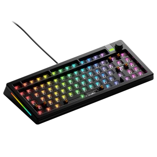 Glorious Gaming - GMMK 3 PRO Barebones Custom Keyboard Kit w/Knob, Custom Modular Aluminum Body & Gasket System, Hotswappable 75% Keyboard, Sound Dampening Foam, Aluminum Switch Plate ANSI (Black) by GLORIOUS - Used condition - US$99.76
