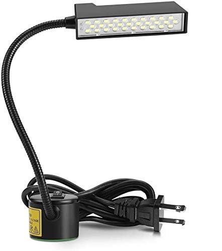 eecoo Sewing Machine Light, 30LED Flexible Gooseneck Arm Work Light with Magnetic Mounting Base, Multifunctional LED Light for Reading Workbench Lathe Drill Press Gray and car Repair