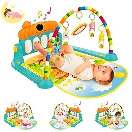 TIUDTOY Musical Baby Play Gym with Piano, Lights & Rattles β Fitness Activity Mat for Newborns 3-6 Months (Piano Fitness Rack)