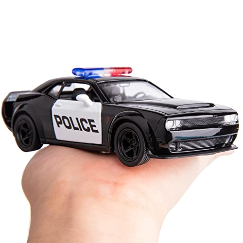Bdtctk 1/36 Scale Challenger Police Car Model, Zinc Alloy Die-Cast Pull Back Vehicles Kid Toys For Boy Girl Gift (Black) #TOP4
