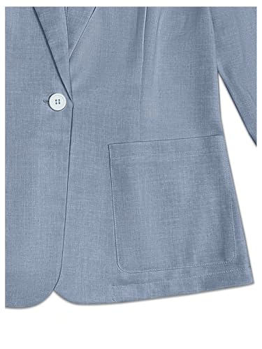 WDIRARA Women's Button Down 3/4 Sleeve Blazer Lapel Neck Dressy Suit Jacket3