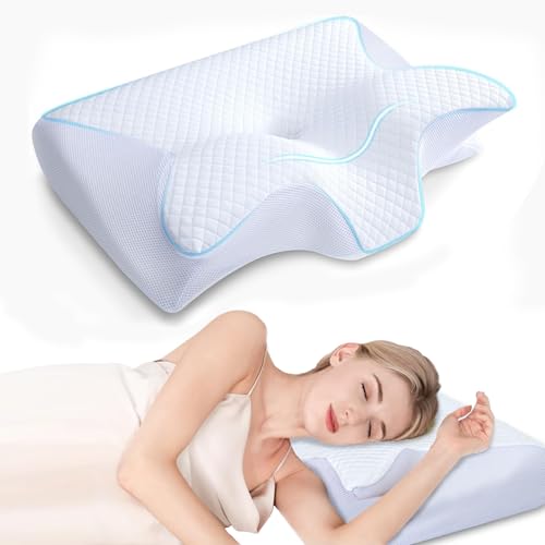 Ergo Z Pillow for Sleep Apnea 2-in-1 Ergonomic Cervical Contour Memory Foam Pillows Breathable Odorless Neck Support for Side & Back Sleepers (White)