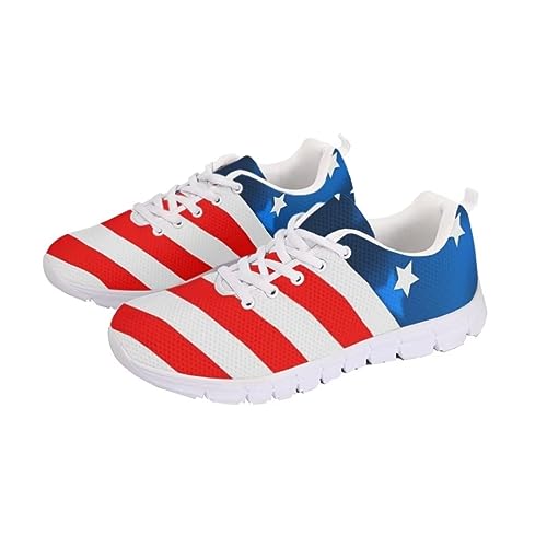 Image of Jeiento American Flag Shoes Men's Fashion Sneaker Sports Running Shoes Causal Travel Walking Flat Shoe Breathable