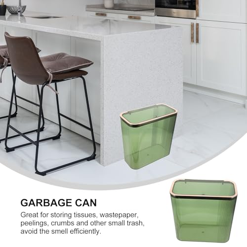 Caneca de basura con tapa abatible para hogar, verde miniatura 3