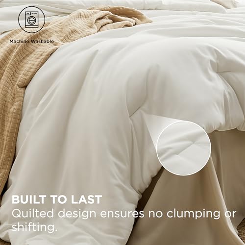 Image of Bedsure Full Comforter Set - 7 Pieces White Full Bedding Set for All Seasons, Boho Contrasting Design Bed in a Bag with Comforter, Sheets, Pillowcases & Shams