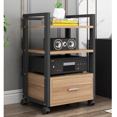 Meuble Stéréo d'Angle pour Support de Tourne-Disque Étagère Multimédia Réglable