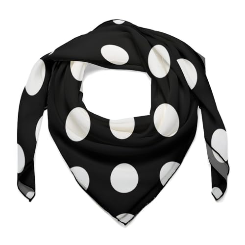 Big Polka Dot Pattern Large Square Head Scarves Silk Scarf for Women Wrap Neck Scarf Lightweight Bandana