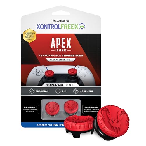 KontrolFreek Apex Legends: Predator Edition Performance Thumbsticks para Playstation 4 (PS4) y Playstation 5 (PS5) Controller | 1 de talle alto, 1 de altura media, cóncavo, rojo/negro